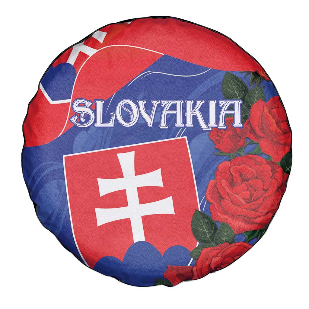 Slovakia Flag Mixed Rose Flowers Spare Tire Cover - Wonder Print Shop