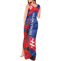 Slovakia Flag Mixed Rose Flowers Tank Maxi Dress - Wonder Print Shop