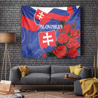 Slovakia Flag Mixed Rose Flowers Tapestry - Wonder Print Shop