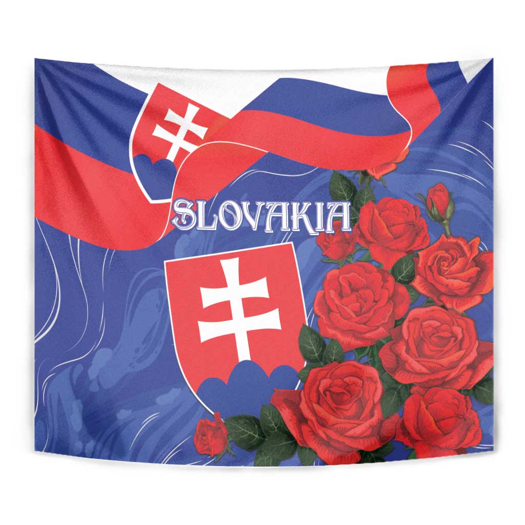 Slovakia Flag Mixed Rose Flowers Tapestry - Wonder Print Shop