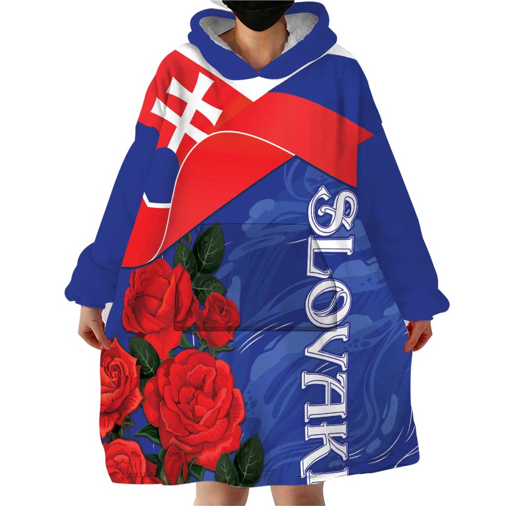 Slovakia Flag Mixed Rose Flowers Wearable Blanket Hoodie - Wonder Print Shop
