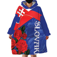 Slovakia Flag Mixed Rose Flowers Wearable Blanket Hoodie - Wonder Print Shop
