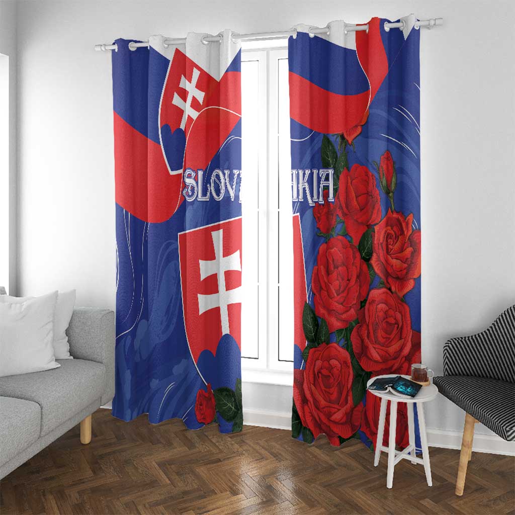 Slovakia Flag Mixed Rose Flowers Window Curtain - Wonder Print Shop