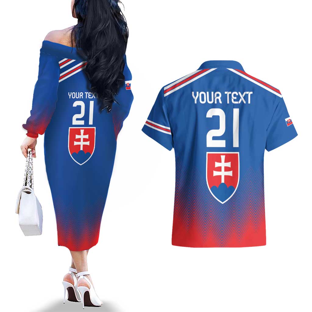 Custom Slovakia Football Couples Matching Off The Shoulder Long Sleeve Dress and Hawaiian Shirt Come On Sokoli Falcons LT9 - Wonder Print Shop