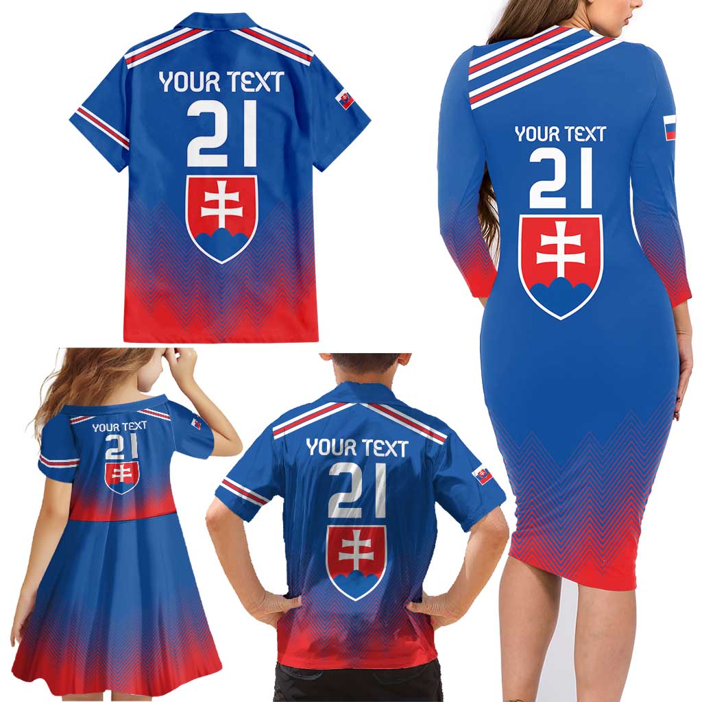 Custom Slovakia Football Family Matching Long Sleeve Bodycon Dress and Hawaiian Shirt Come On Sokoli Falcons LT9 - Wonder Print Shop