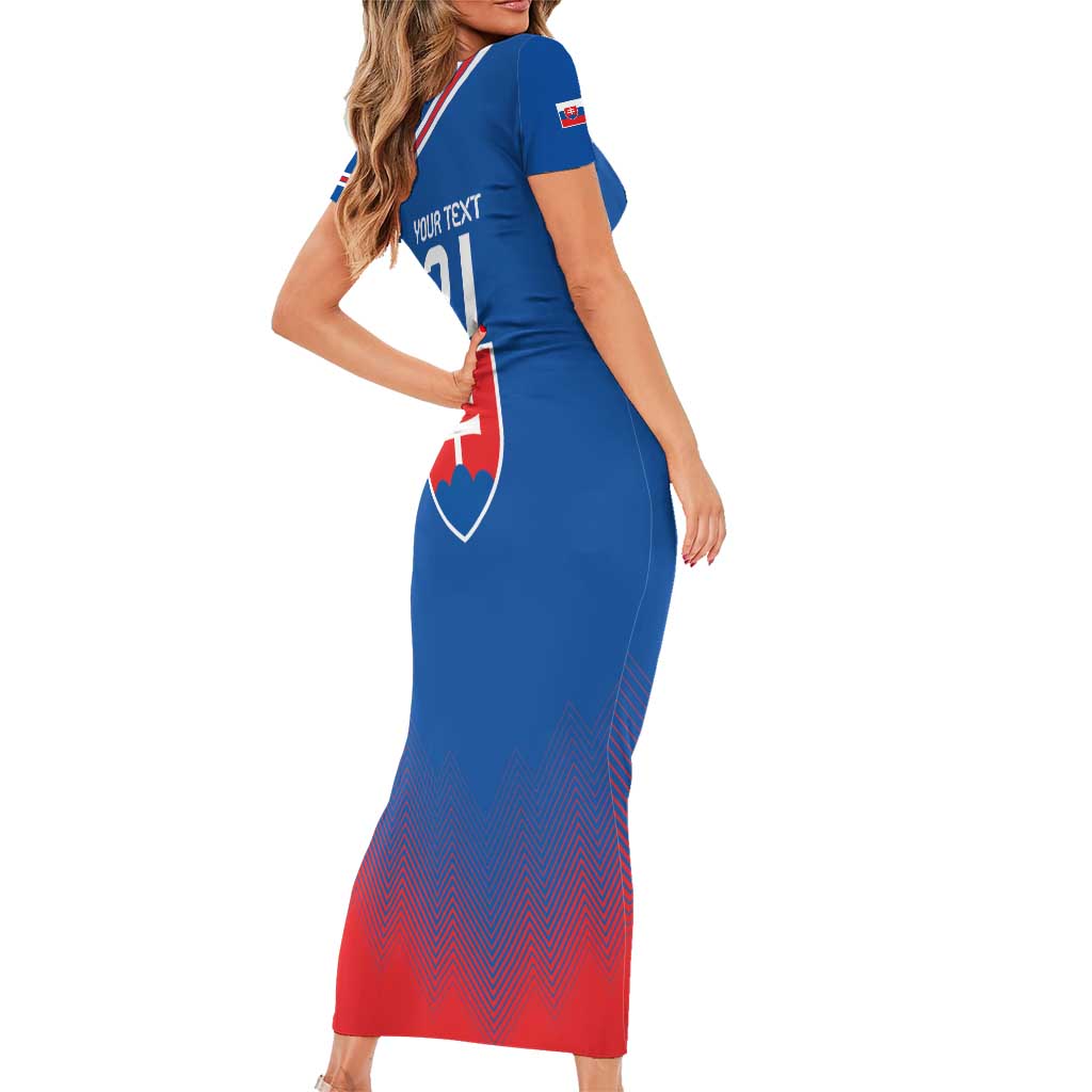 Custom Slovakia Football Short Sleeve Bodycon Dress Come On Sokoli Falcons - Wonder Print Shop
