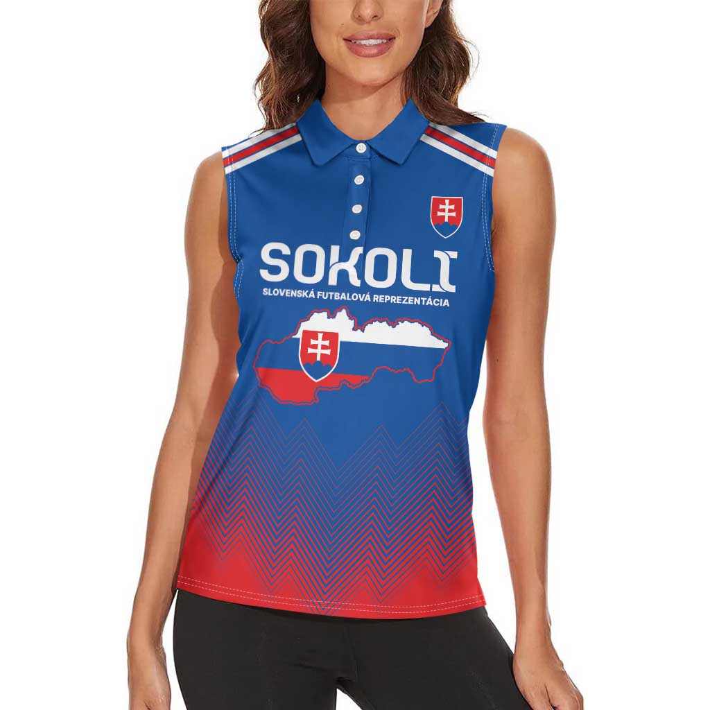 Custom Slovakia Football Women Sleeveless Polo Shirt Come On Sokoli Falcons - Wonder Print Shop