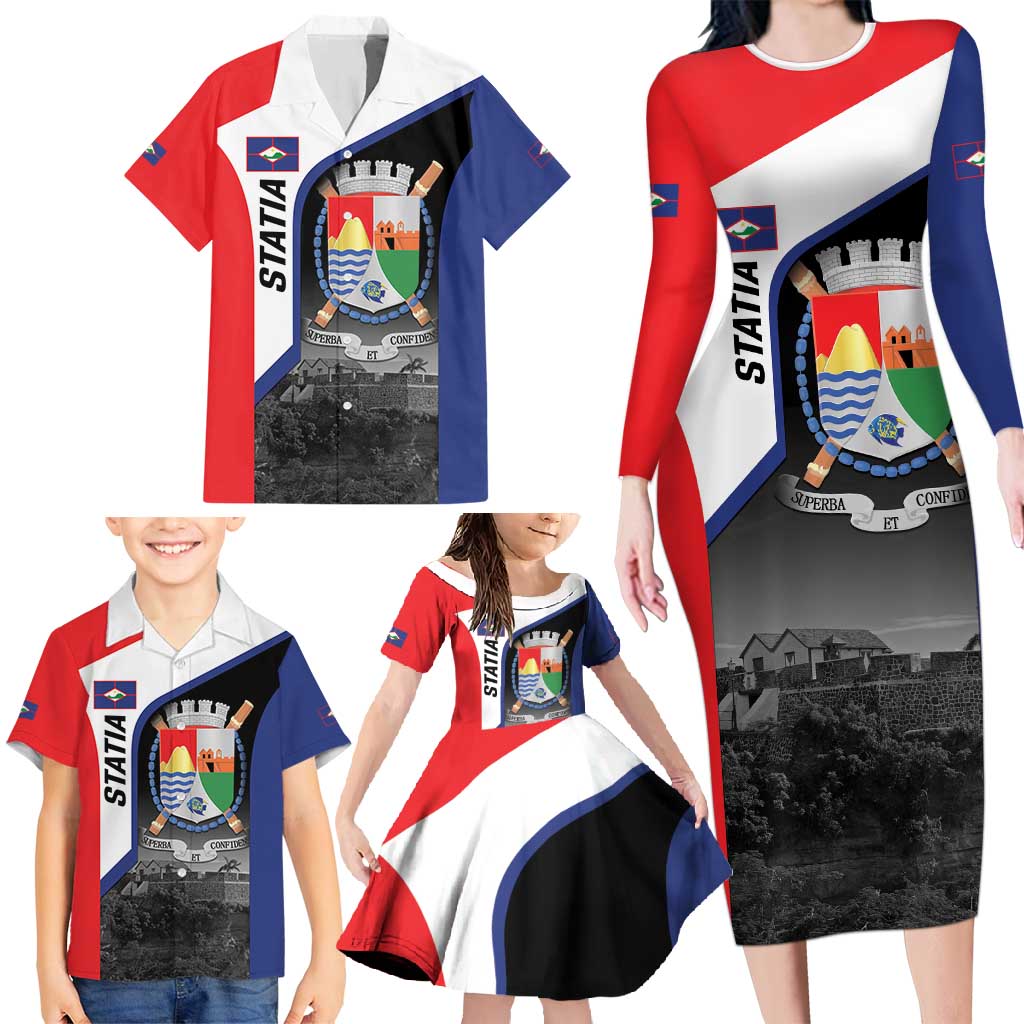 Caribbean Sint Maarten Personalized Family Matching Long Sleeve Bodycon Dress and Hawaiian Shirt Brown Pelican - Wonder Print Shop