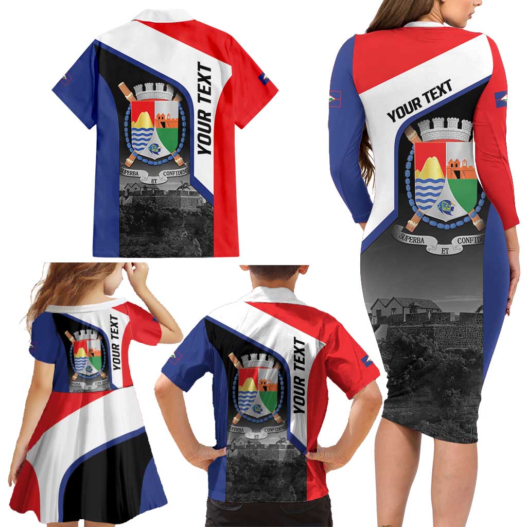 Caribbean Sint Maarten Personalized Family Matching Long Sleeve Bodycon Dress and Hawaiian Shirt Brown Pelican - Wonder Print Shop