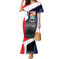 Caribbean Sint Maarten Personalized Family Matching Mermaid Dress and Hawaiian Shirt Brown Pelican - Wonder Print Shop