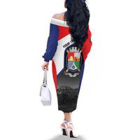 Caribbean Sint Maarten Personalized Family Matching Off The Shoulder Long Sleeve Dress and Hawaiian Shirt Brown Pelican - Wonder Print Shop