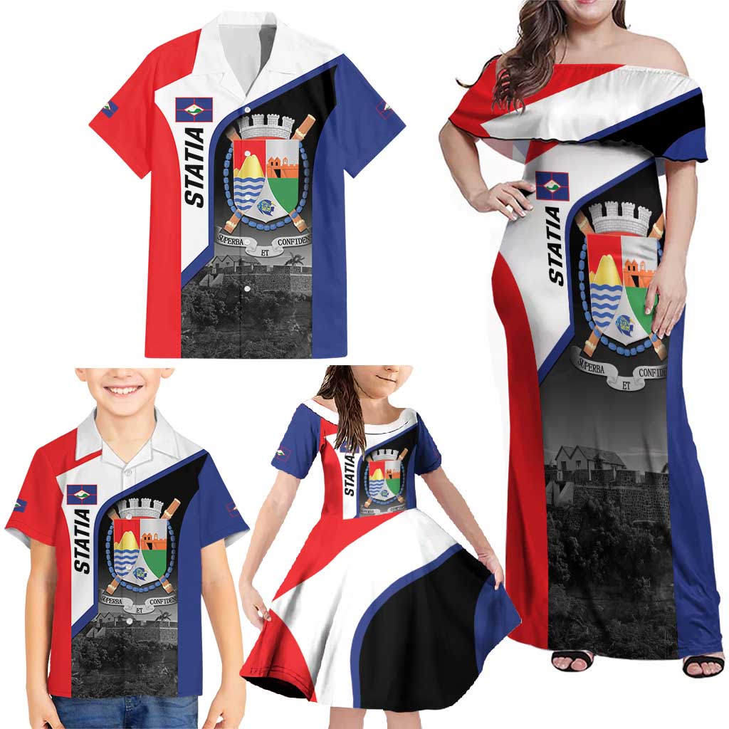 Caribbean Sint Maarten Personalized Family Matching Off Shoulder Maxi Dress and Hawaiian Shirt Brown Pelican - Wonder Print Shop