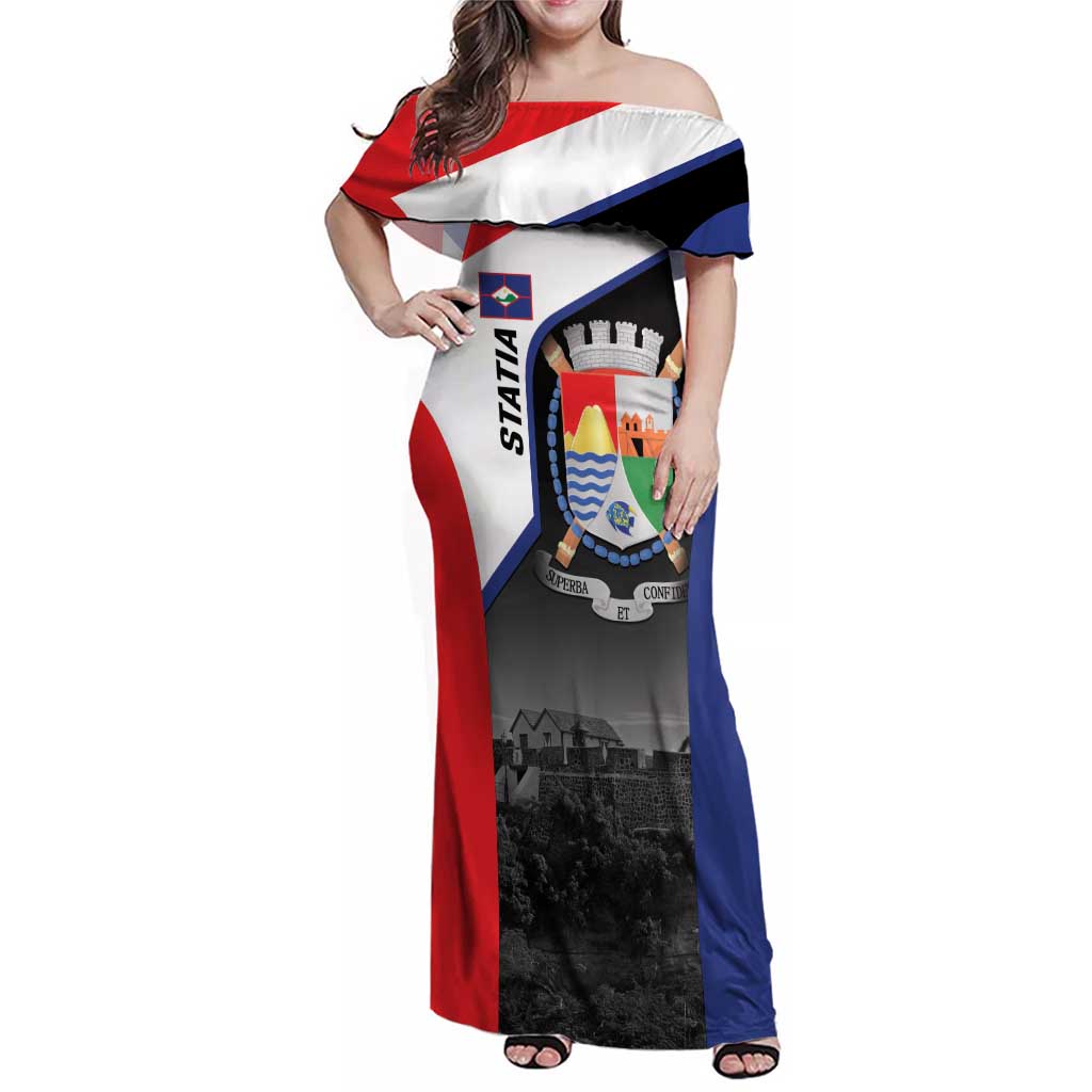 Caribbean Sint Maarten Personalized Family Matching Off Shoulder Maxi Dress and Hawaiian Shirt Brown Pelican - Wonder Print Shop