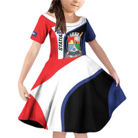 Caribbean Sint Maarten Personalized Family Matching Off Shoulder Short Dress and Hawaiian Shirt Brown Pelican - Wonder Print Shop