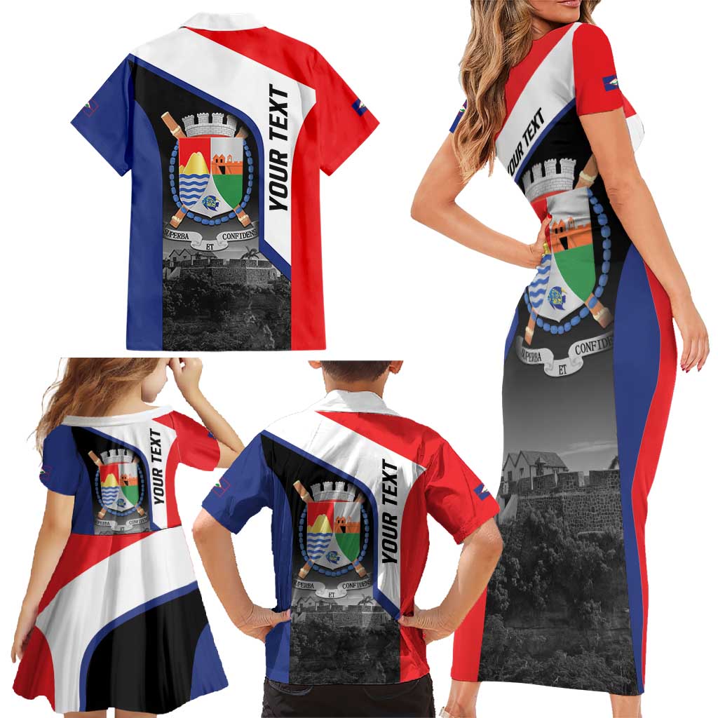 Caribbean Sint Maarten Personalized Family Matching Short Sleeve Bodycon Dress and Hawaiian Shirt Brown Pelican - Wonder Print Shop