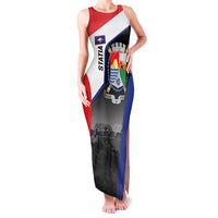 Caribbean Sint Maarten Personalized Family Matching Tank Maxi Dress and Hawaiian Shirt Brown Pelican - Wonder Print Shop