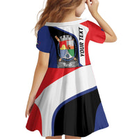 Caribbean Sint Maarten Personalized Kid Short Sleeve Dress Brown Pelican - Wonder Print Shop