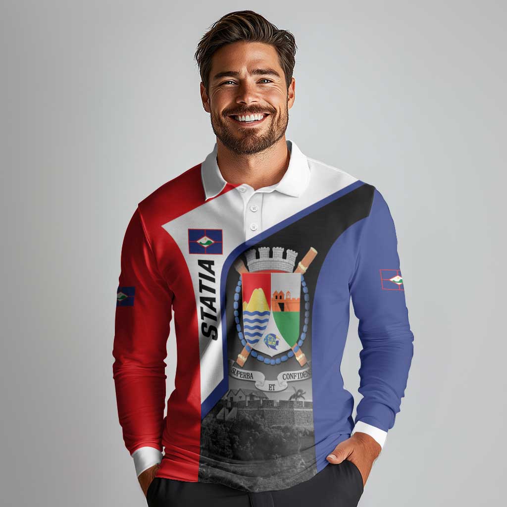 Caribbean Sint Maarten Personalized Long Sleeve Polo Shirt Brown Pelican - Wonder Print Shop