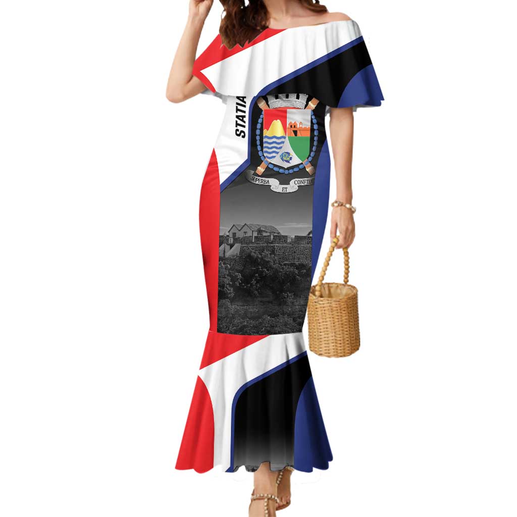 Caribbean Sint Maarten Personalized Mermaid Dress Brown Pelican - Wonder Print Shop