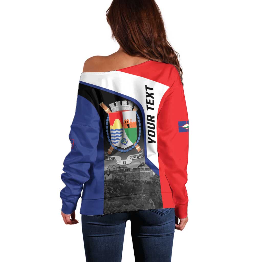 Caribbean Sint Maarten Personalized Off Shoulder Sweater Brown Pelican - Wonder Print Shop