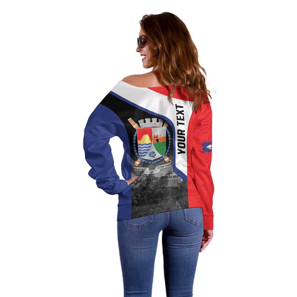 Caribbean Sint Maarten Personalized Off Shoulder Sweater Brown Pelican - Wonder Print Shop