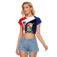 Caribbean Sint Maarten Personalized Raglan Cropped T Shirt Brown Pelican - Wonder Print Shop