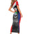 Caribbean Sint Maarten Personalized Short Sleeve Bodycon Dress Brown Pelican - Wonder Print Shop
