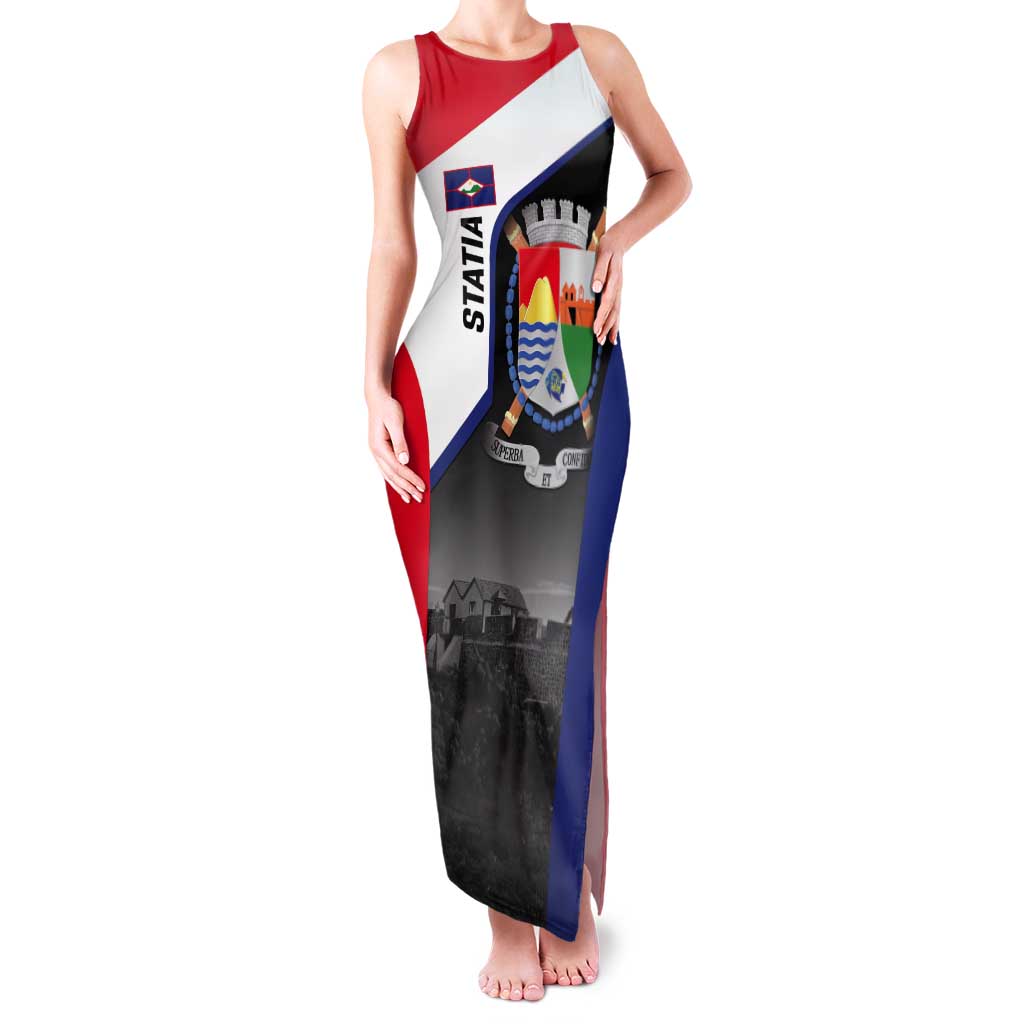 Caribbean Sint Maarten Personalized Tank Maxi Dress Brown Pelican - Wonder Print Shop