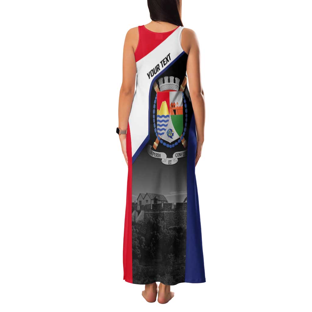 Caribbean Sint Maarten Personalized Tank Maxi Dress Brown Pelican - Wonder Print Shop