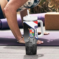 Caribbean Sint Maarten Personalized Tumbler With Handle Brown Pelican - Wonder Print Shop