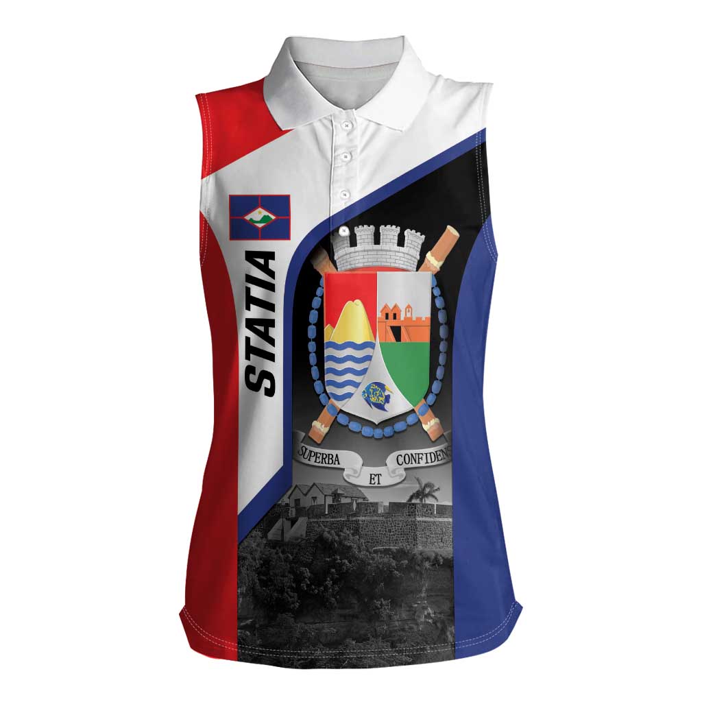 Caribbean Sint Maarten Personalized Women Sleeveless Polo Shirt Brown Pelican - Wonder Print Shop