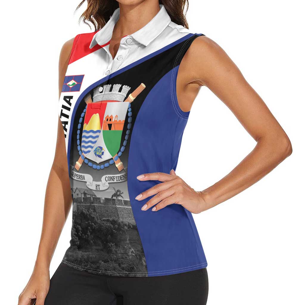 Caribbean Sint Maarten Personalized Women Sleeveless Polo Shirt Brown Pelican - Wonder Print Shop