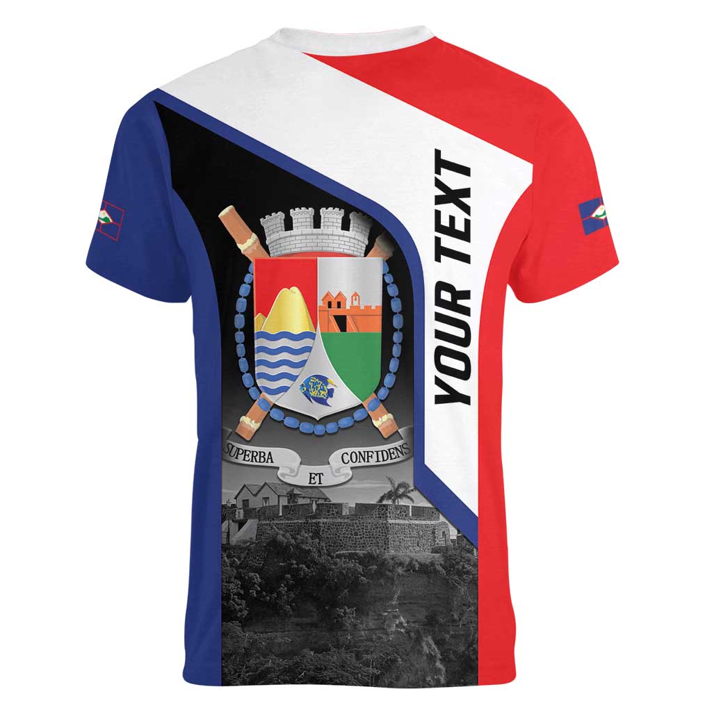 Caribbean Sint Maarten Personalized Women V-Neck T-Shirt Brown Pelican - Wonder Print Shop