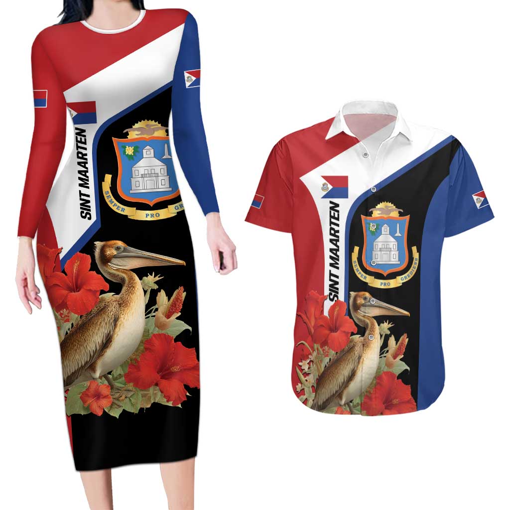 Caribbean Sint Eustatius Personalized Couples Matching Long Sleeve Bodycon Dress and Hawaiian Shirt Statia Superba et confidens - Wonder Print Shop
