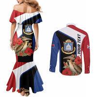 Caribbean Sint Eustatius Personalized Couples Matching Mermaid Dress and Long Sleeve Button Shirt Statia Superba et confidens - Wonder Print Shop