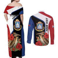 Caribbean Sint Eustatius Personalized Couples Matching Off Shoulder Maxi Dress and Long Sleeve Button Shirt Statia Superba et confidens - Wonder Print Shop