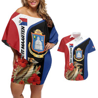 Caribbean Sint Eustatius Personalized Couples Matching Off Shoulder Short Dress and Hawaiian Shirt Statia Superba et confidens - Wonder Print Shop