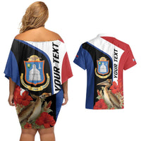 Caribbean Sint Eustatius Personalized Couples Matching Off Shoulder Short Dress and Hawaiian Shirt Statia Superba et confidens - Wonder Print Shop