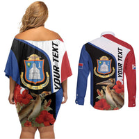 Caribbean Sint Eustatius Personalized Couples Matching Off Shoulder Short Dress and Long Sleeve Button Shirt Statia Superba et confidens - Wonder Print Shop