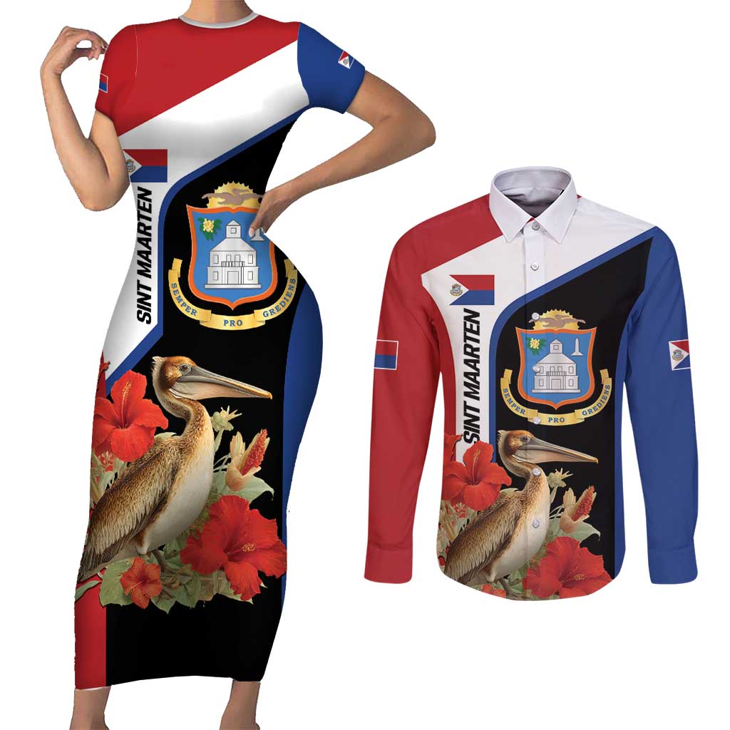 Caribbean Sint Eustatius Personalized Couples Matching Short Sleeve Bodycon Dress and Long Sleeve Button Shirt Statia Superba et confidens - Wonder Print Shop