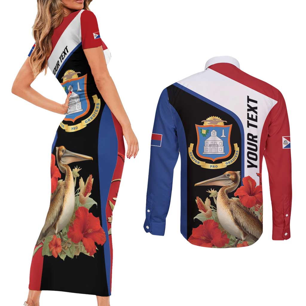 Caribbean Sint Eustatius Personalized Couples Matching Short Sleeve Bodycon Dress and Long Sleeve Button Shirt Statia Superba et confidens - Wonder Print Shop