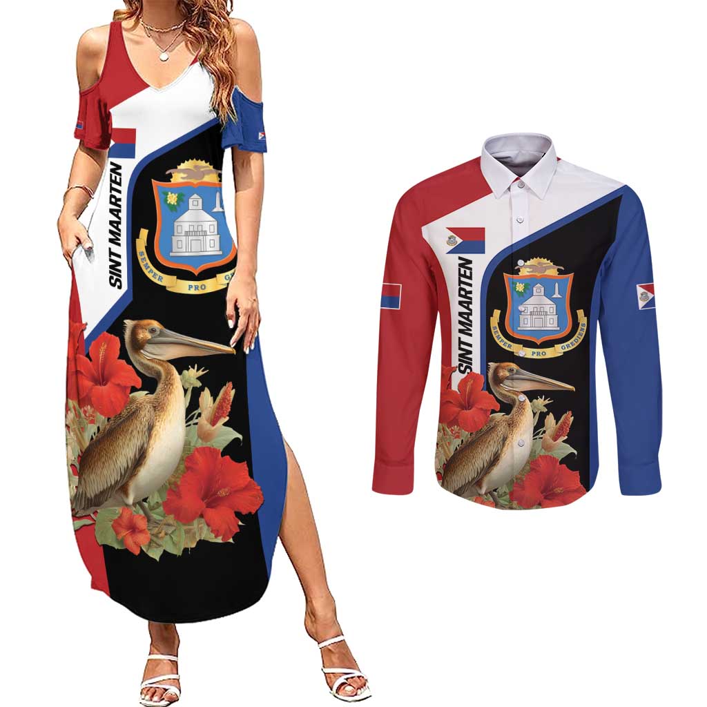 Caribbean Sint Eustatius Personalized Couples Matching Summer Maxi Dress and Long Sleeve Button Shirt Statia Superba et confidens - Wonder Print Shop