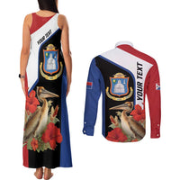Caribbean Sint Eustatius Personalized Couples Matching Tank Maxi Dress and Long Sleeve Button Shirt Statia Superba et confidens - Wonder Print Shop