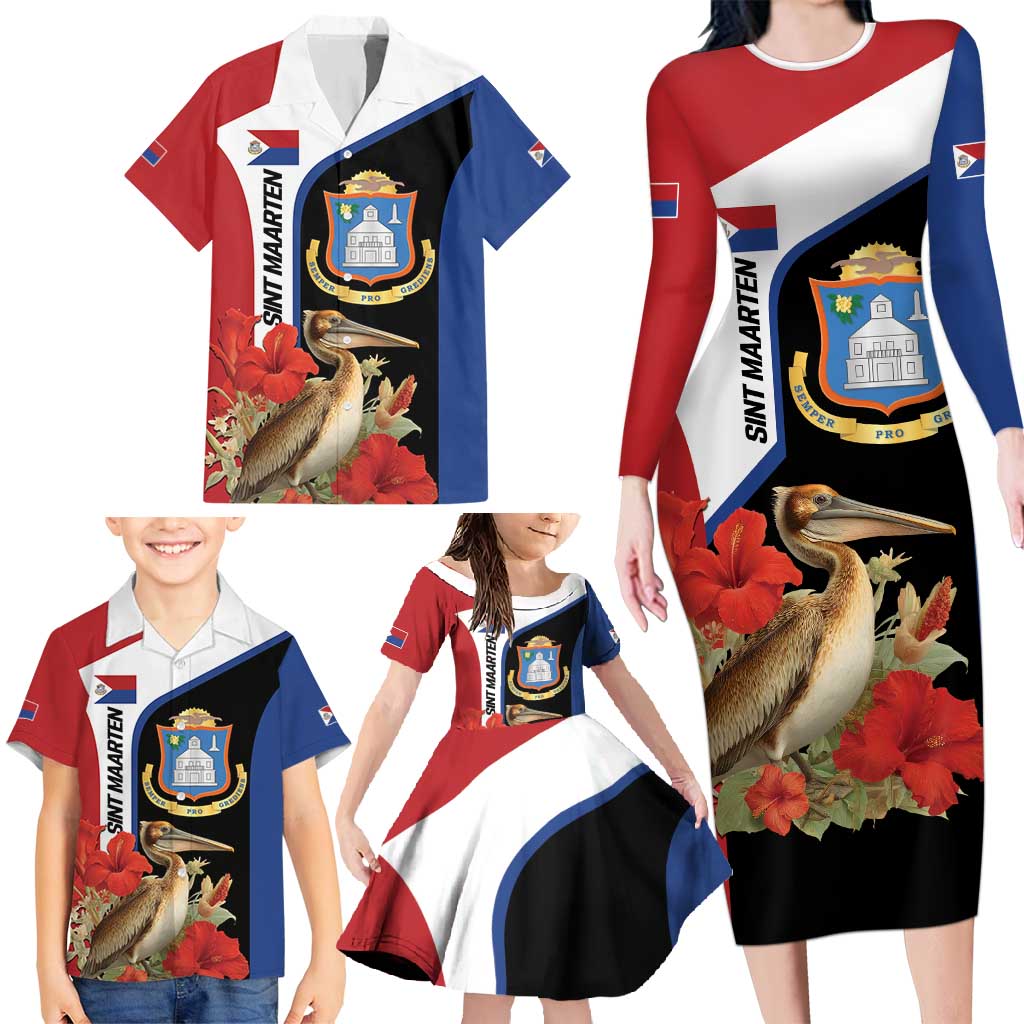 Caribbean Sint Eustatius Personalized Family Matching Long Sleeve Bodycon Dress and Hawaiian Shirt Statia Superba et confidens - Wonder Print Shop