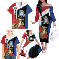 Caribbean Sint Eustatius Personalized Family Matching Off The Shoulder Long Sleeve Dress and Hawaiian Shirt Statia Superba et confidens - Wonder Print Shop