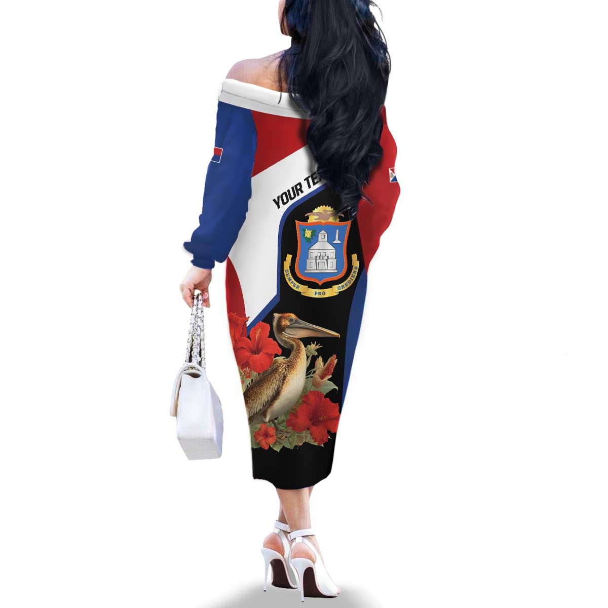 Caribbean Sint Eustatius Personalized Family Matching Off The Shoulder Long Sleeve Dress and Hawaiian Shirt Statia Superba et confidens - Wonder Print Shop