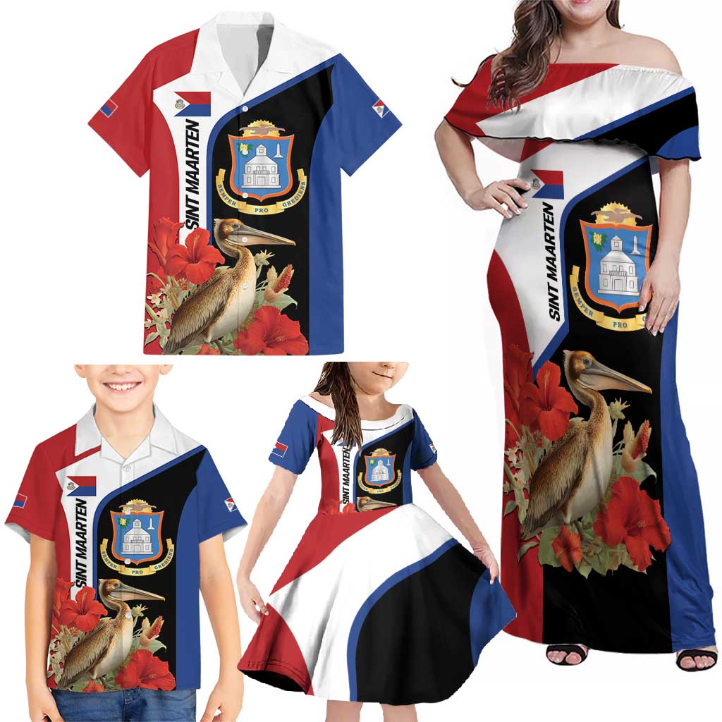 Caribbean Sint Eustatius Personalized Family Matching Off Shoulder Maxi Dress and Hawaiian Shirt Statia Superba et confidens - Wonder Print Shop