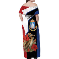 Caribbean Sint Eustatius Personalized Family Matching Off Shoulder Maxi Dress and Hawaiian Shirt Statia Superba et confidens - Wonder Print Shop