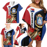 Caribbean Sint Eustatius Personalized Family Matching Off Shoulder Short Dress and Hawaiian Shirt Statia Superba et confidens - Wonder Print Shop