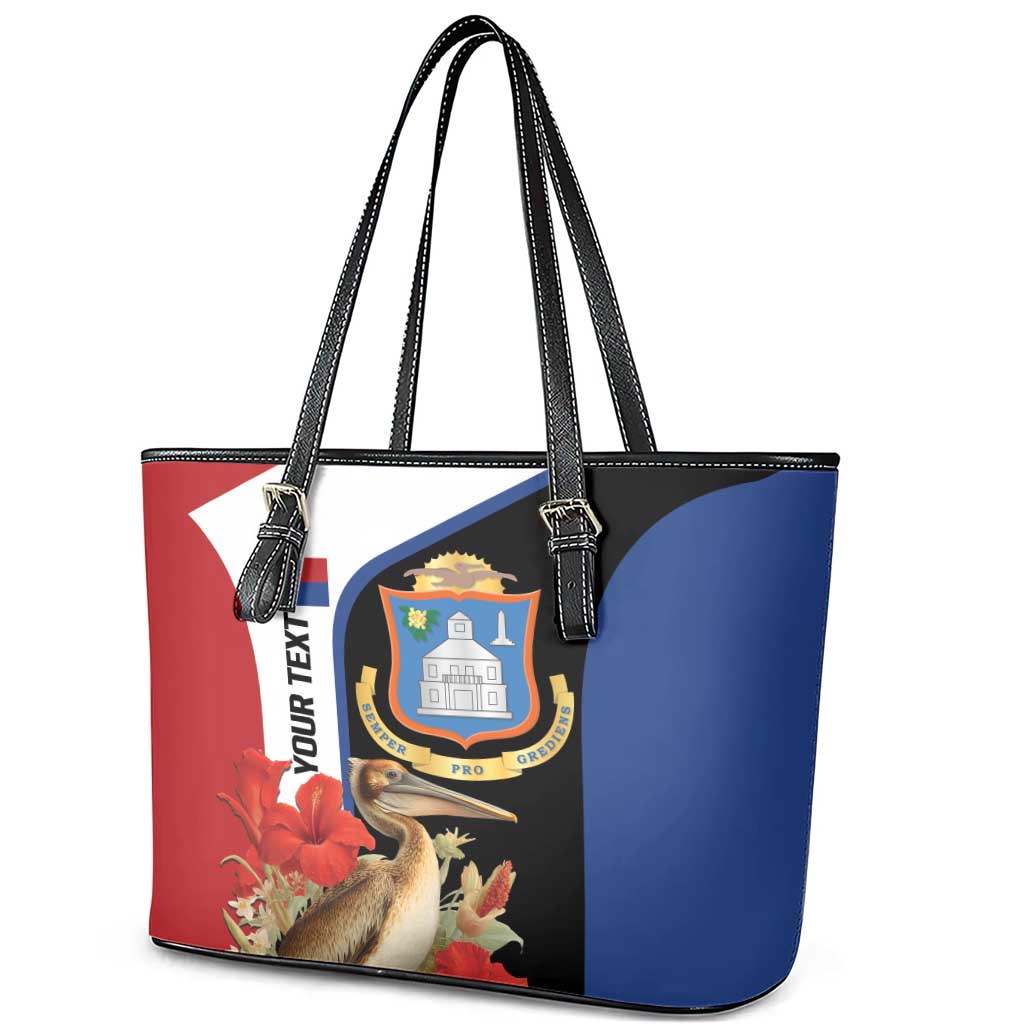 Caribbean Sint Eustatius Personalized Leather Tote Bag Statia Superba et confidens - Wonder Print Shop
